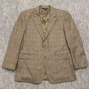 Jos A Bank 100% Wool 44R Brown Herringbone Mens Plaid Blazer Suit Jacket Coat